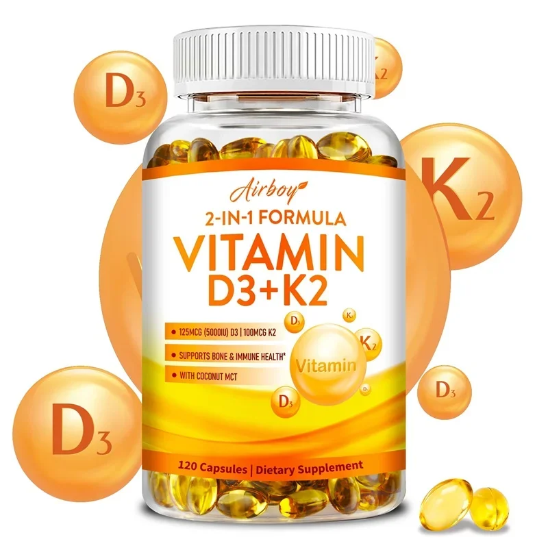 

Vitamin D3 K2 with Coconut Oil - Skeletal Muscle, Dental Bone Support, Heart Health, Joint Health