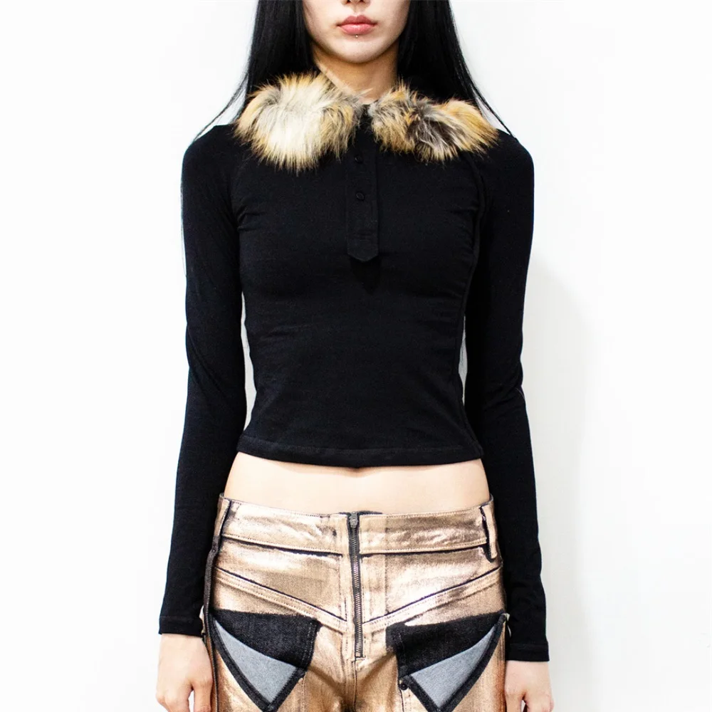 

2025 женские модные рубашки, эластичный корсет с мехом, женские футболки с длинными рукавами y2k, новые облегающие топы высокого качества, пуловеры, бюстгальтер