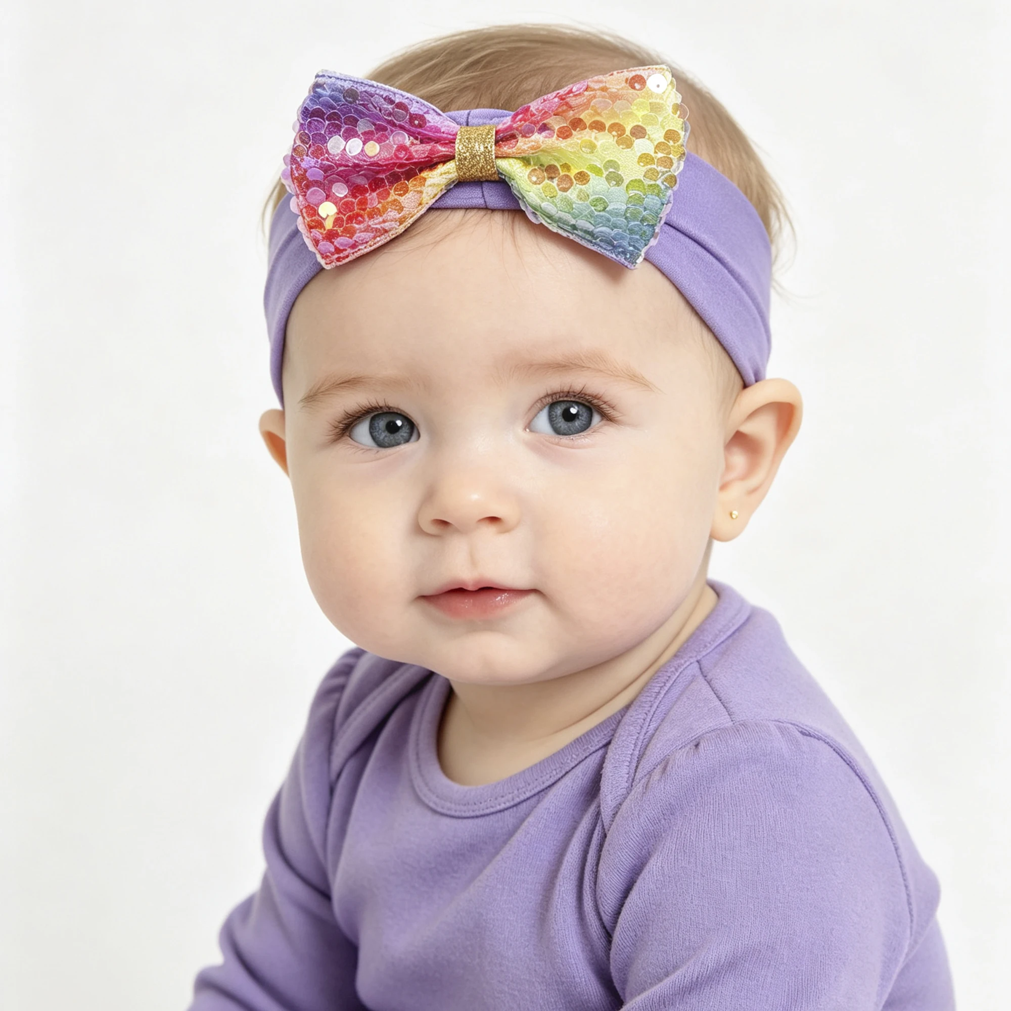 1/3pcs, Girl's Sequined Bow Headband with Soft Elastic Nylon Headband, baby Shiny Headband, Party Photography Headpiece.
