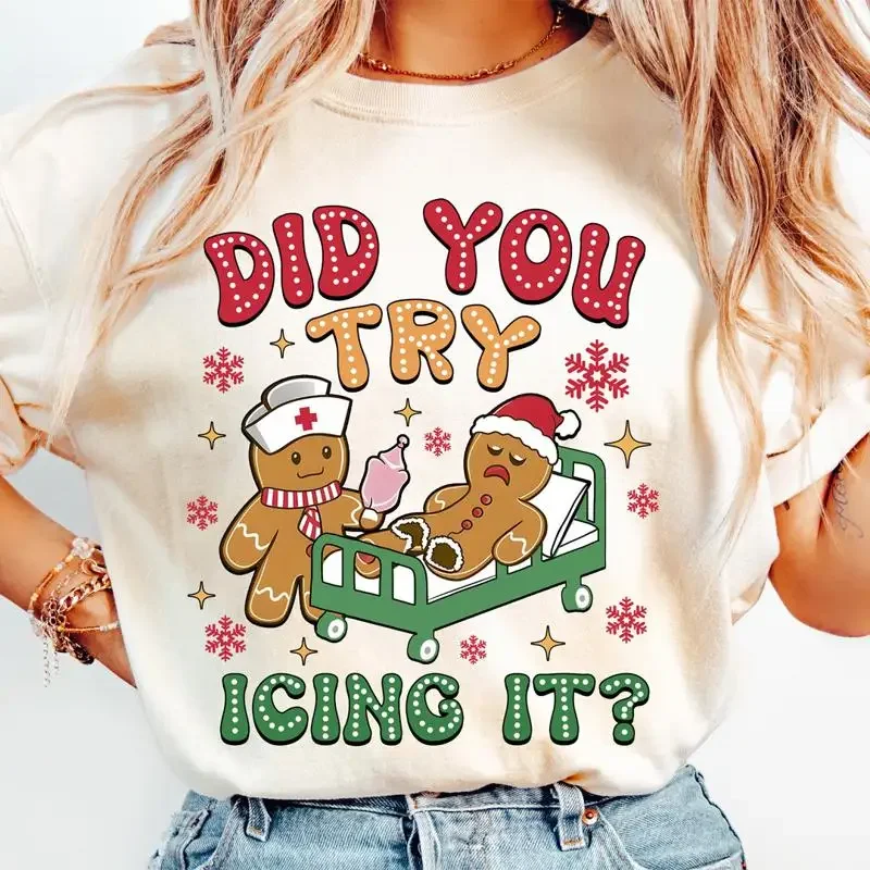 Nurse Christmas Tee Did You Try Icing It shirt Unisex Heavy Cotton T Shirt