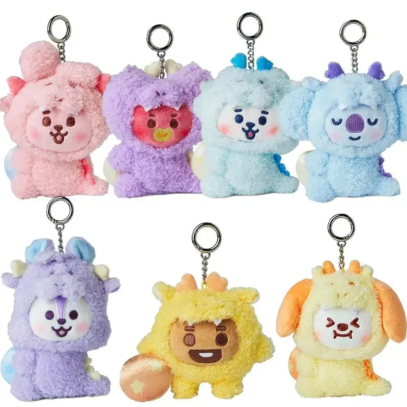 Kawaii Bt21 Plush Doll Keychain Anime Cooky Chimmy Koya Transform Dinosaur Soft Stuffed Pendant Hanging Valentine Day Gifts Toys