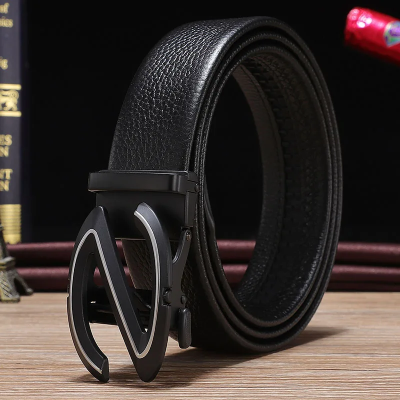 Herren gürtel Mode Legierung automatische Schnalle Gürtel Business lässig Echt leder Herren gürtel Luxus hochwertige Taille Band 3,5 cm – Detail 10