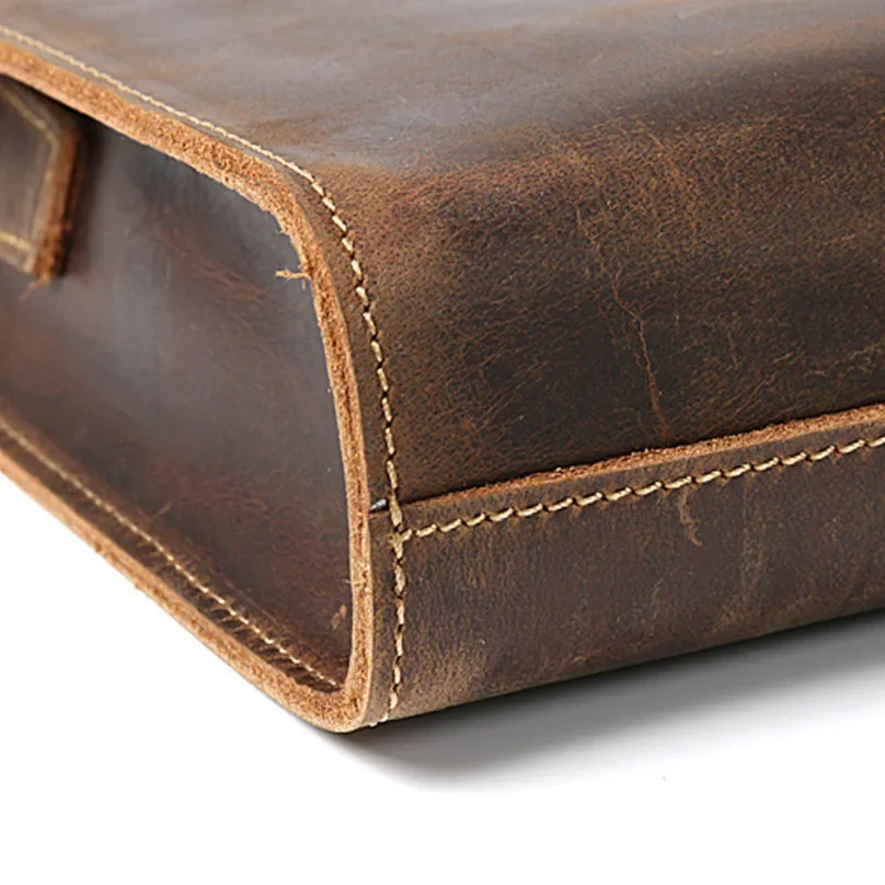 Genuine Leather Men Fashion Man Crazy Horse Cowhide Shoulder Handbag Retro Messenger Bags Male Briefcase Men Travel Bag Handbags