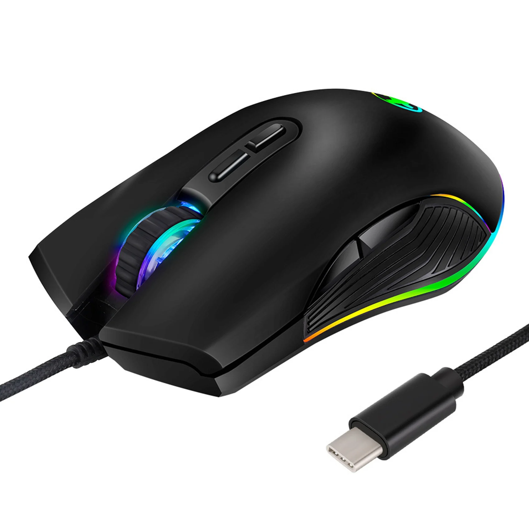 Exquisite-2X USB C Mouse Type C Ergonomic Wired Mouse RGB Gaming Mouse Optical Mouse