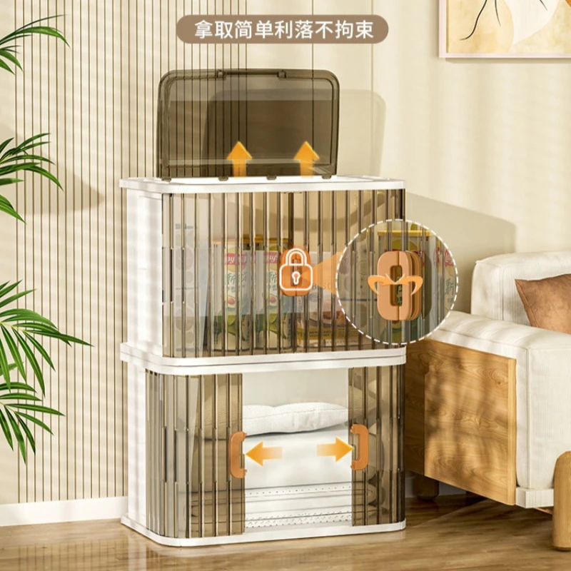 No‑Assembly Folding Rolling Shutter Door Storage Cabinet Kids Bay Window Wardrobe Plastic Organizer for Living Room Household