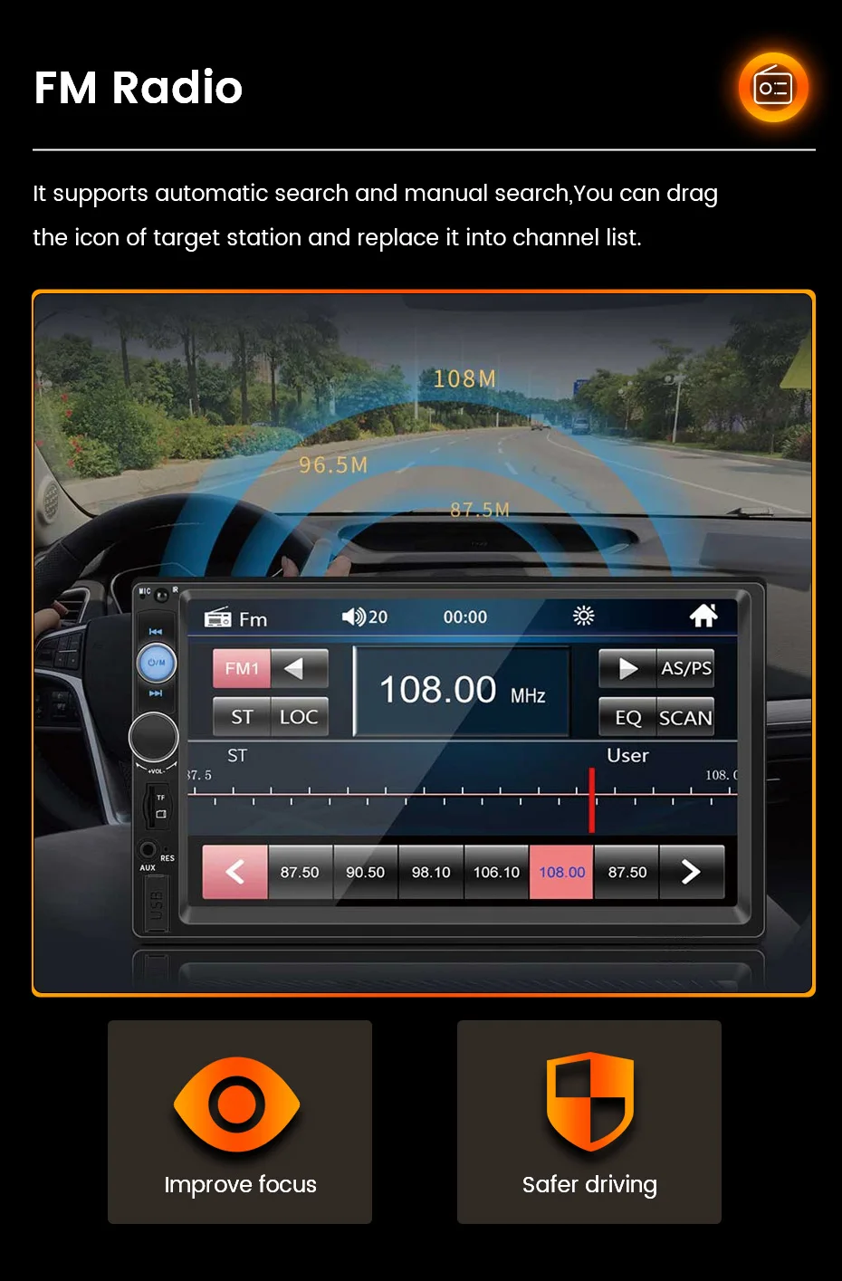 MEKEDE 2 Din Autoradio Universal Autoradio Multimedia MP5 Player 2DIN Carplay Android Auto Stereo USB 7 zoll Touchscreen audio – Detail 21