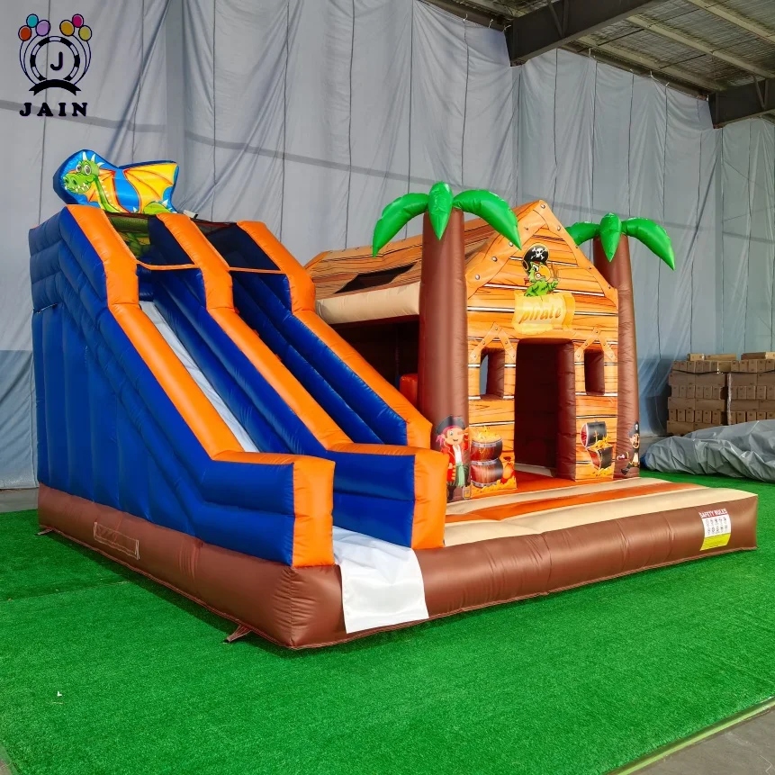 Casa de rebote de jungla pirata inflable grande para niños, tobogán y soplador, Castillo de salto, casa hinchable para niños, alquiler de fiesta al aire libre, 16 pies