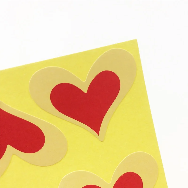 Autocollant de sceau en papier Kraft en forme de coeur rouge mignon, étiquette GT, produits faits à la main, cadeau de nouvel an, lot de 90 pièces