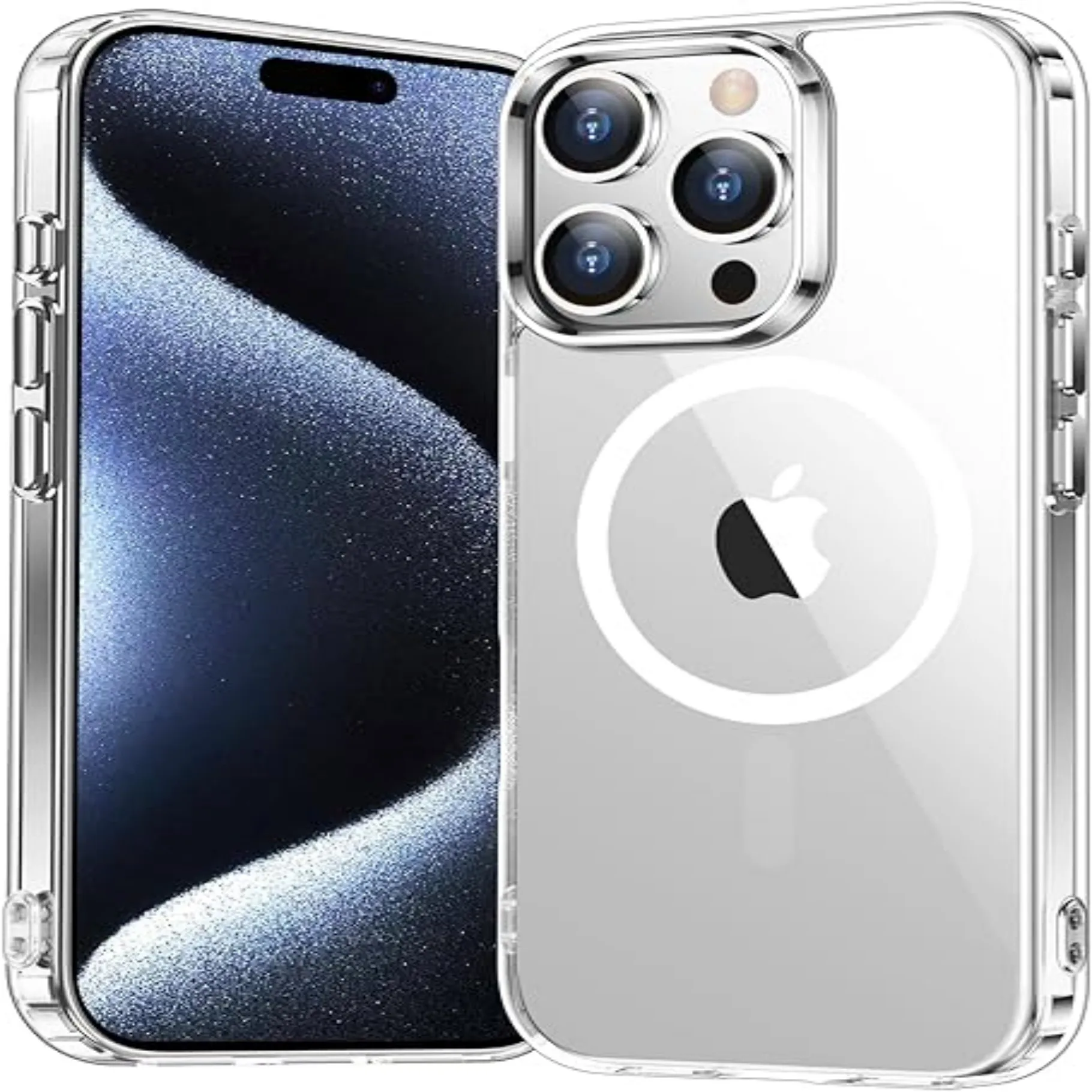 

for iPhone 15 Pro Max Case Clear, built-in magnets for a secure [Compatible with Magsafe][Anti-Yellowing] Shockproof Slim Phone