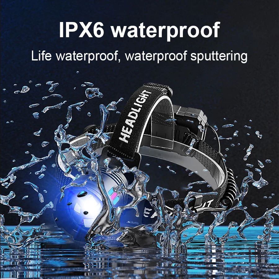 NEW Upgrade High Power LED Headlight 5000000LM Strong Light Headlamp Long Range Head Flashlight IPX6 Waterproof Riding Camping