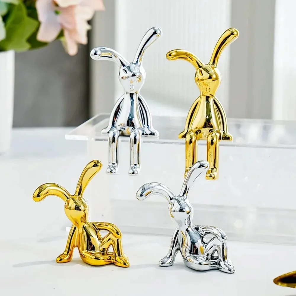 Cute Long-Eared Rabbit Statue Cartoon Home Decor Accessories Living Room Decoration Car Decorative Desktop Ornamet Party Gifts