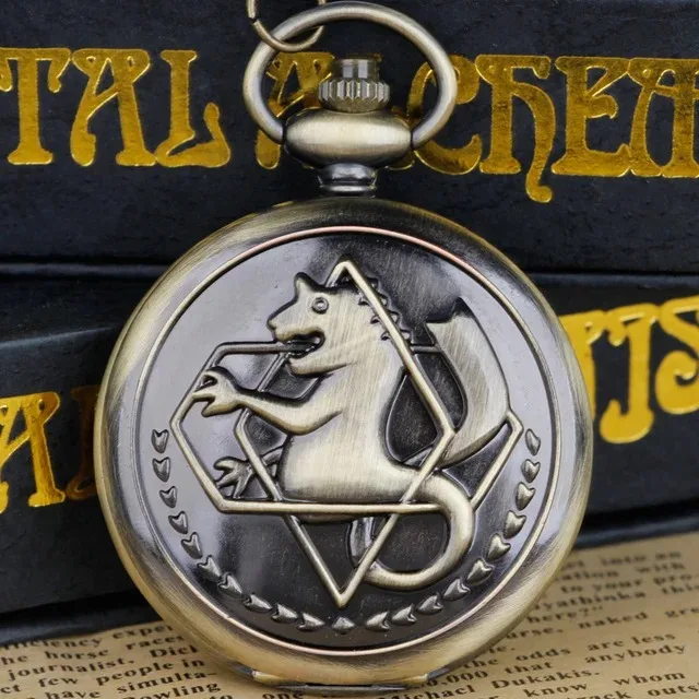 클래식 골동품 풀 메탈 연금술사 할로우 릴리프 목걸이 석영 주머니 시계 남자 Fob 체인 시계 어린이 최고의 휴일 선물