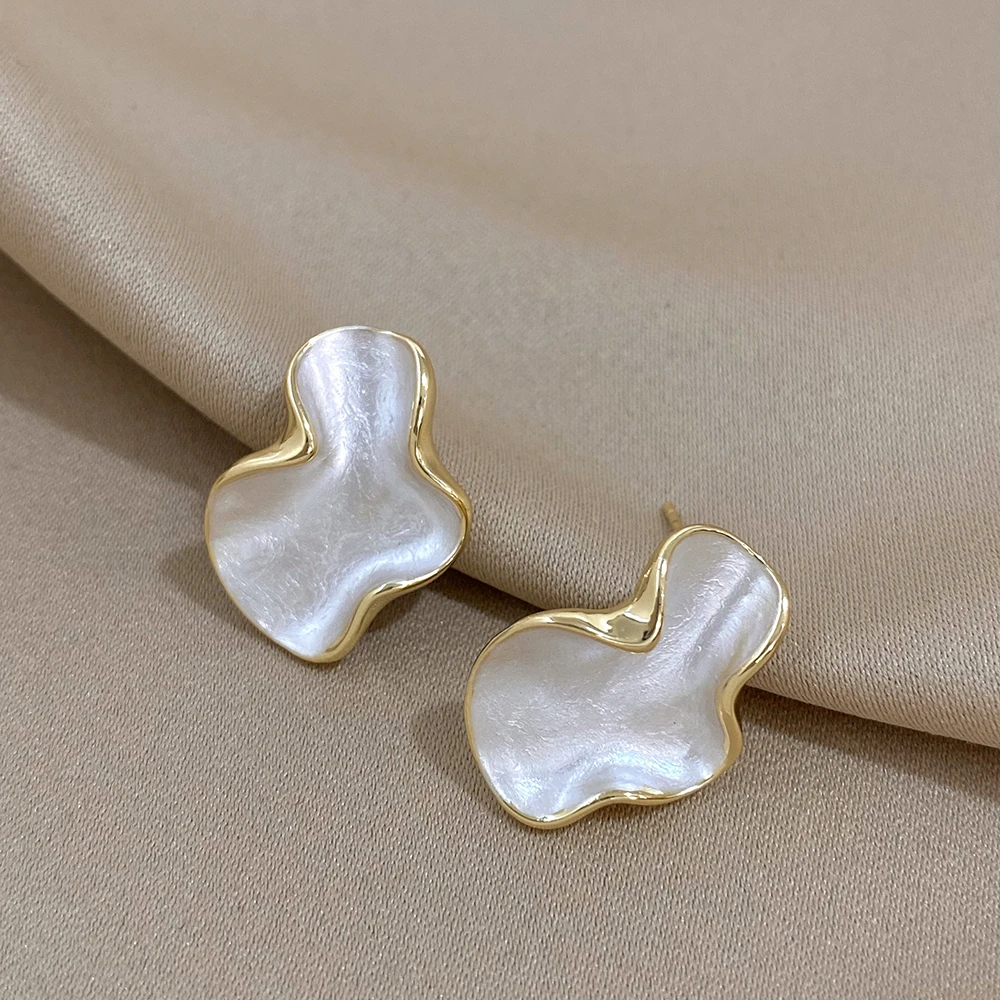 FLASHBUY Trendy Geometry Irregular Earrings For Women New Korea White Enamel Drop Earrings Party Jewelry Gift Wholesale