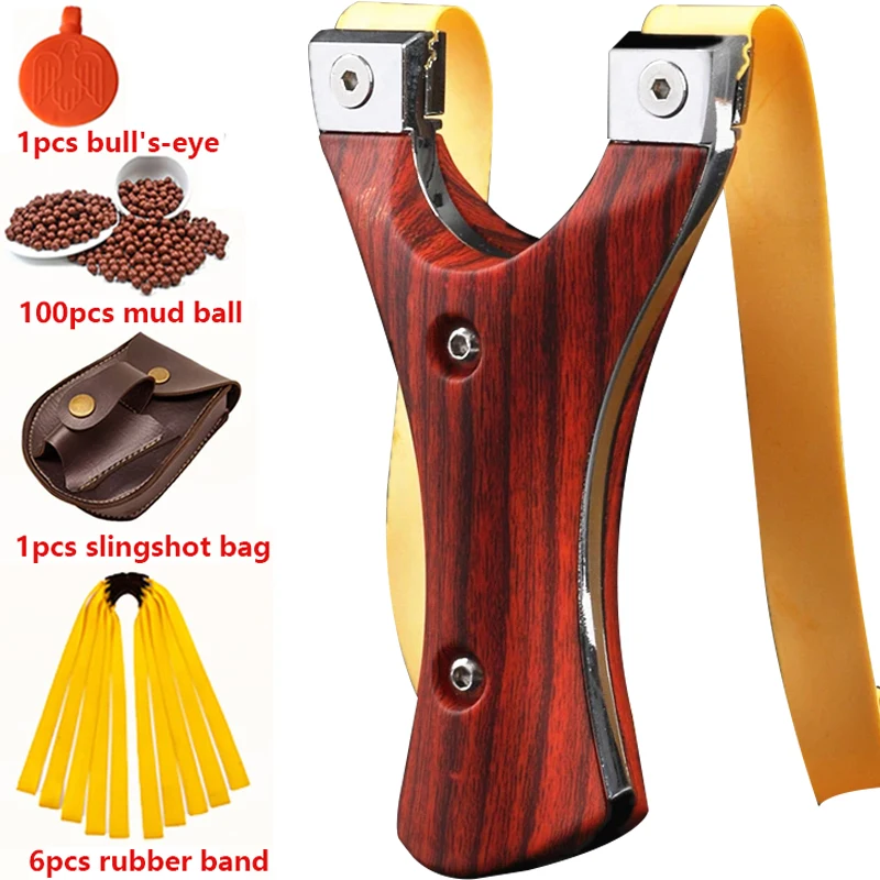 

Wooden Fast Compression Slingshot Precise Shooting Flat Rubber Band Slingshot Outdoor Hunting Storage Bag Set Hunting Acessories