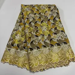2026 African Wax Lace Fabrics Guipure Lace Embroidered Cord Lace With Wax Lace Fabrics Material For Wedding Party Dress 6yards