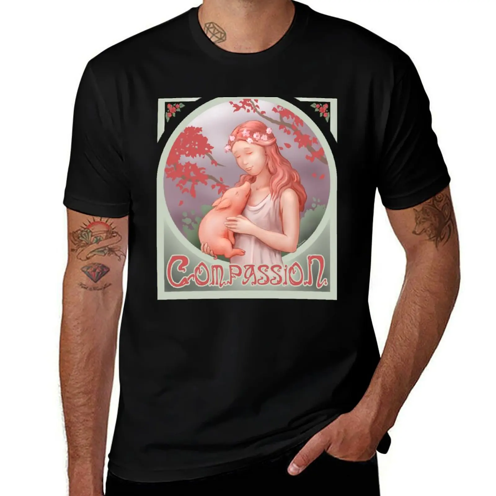 Art Nouveg - Compassion T-Shirt Basic Lightweight Short Sleeve Tee T-Shirt