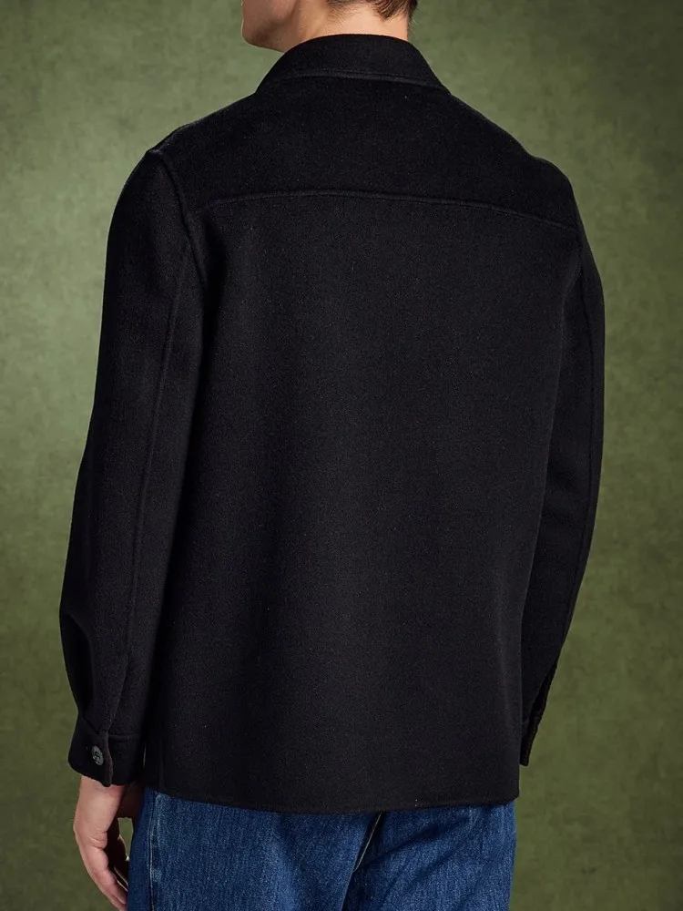 British Solid Color Male Turn Down Collar Jacket Fashion Long Sleeves Single-Breasted Jackets Men Straight Wool Outerwear