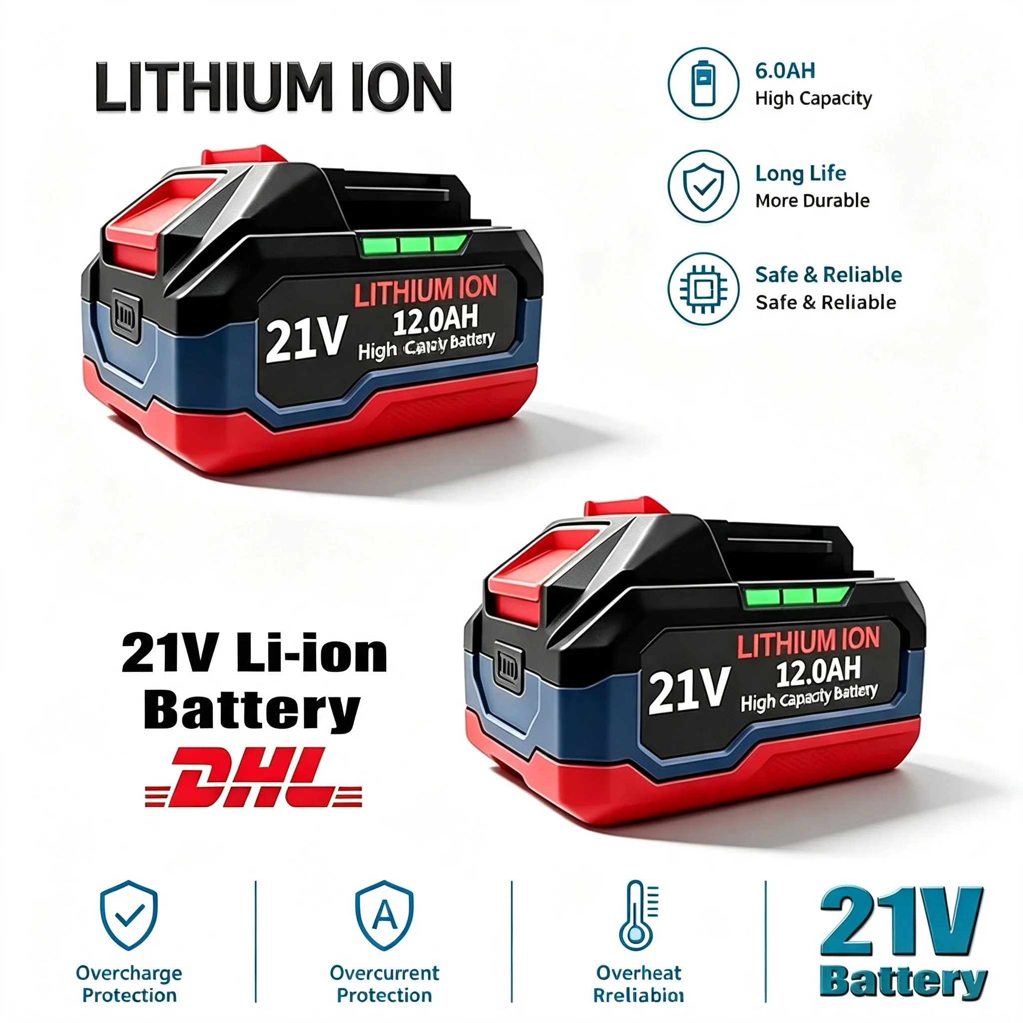 21V Li-ion Replacement Battery For Makita 18V 21V DDF487 Electric Drill Cordless Power Tool Electric Screwdriver Battery