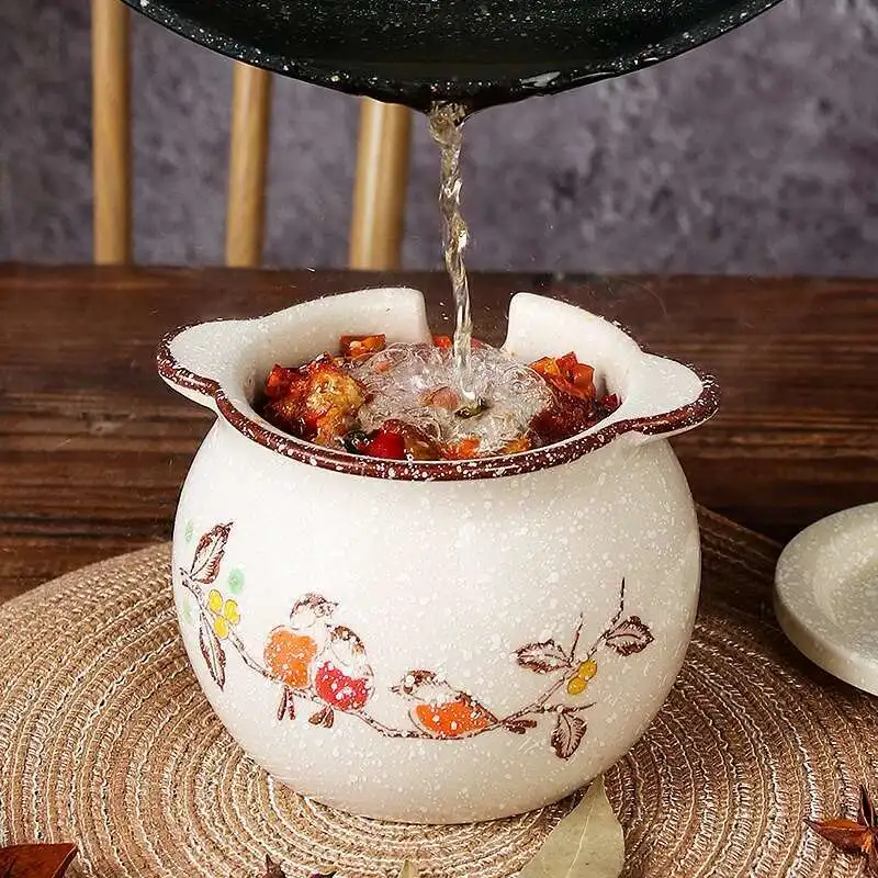 Chinese Ceramic Antique Seasoning Bottle Pot Salt Pot Lard Liquid Pepper Pot High Temperature Oil Tank Kitchen