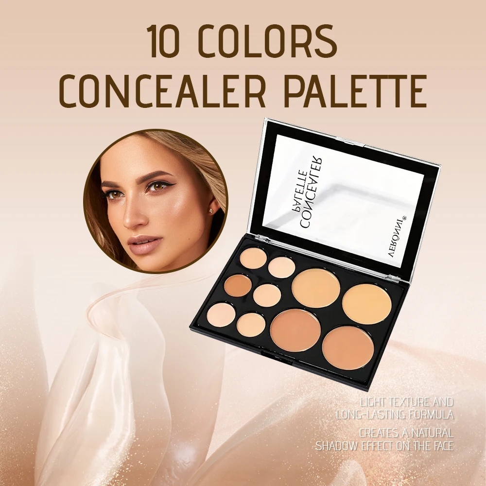 Paleta correctora de crema de 10 colores cobertura completa, corrector profesional para cubrir marcas, ojeras, líneas, pecas, tatuajes, resistente al agua