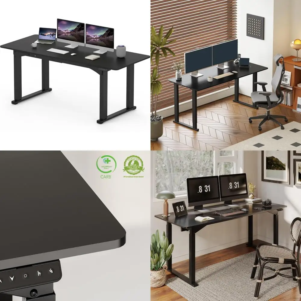 Electric Height Adjustable Standing Desk with Memory Presets for Home Office, Ergonomic Desk for Standing and Sitting Workstatio