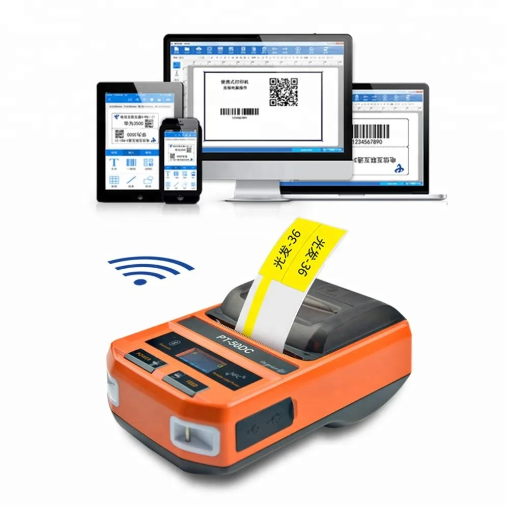 Mini PT-50DC Mobile Pocket Wireless Android Mobile Dot matrix Thermal Printer for Identification of Industrial Cable Label