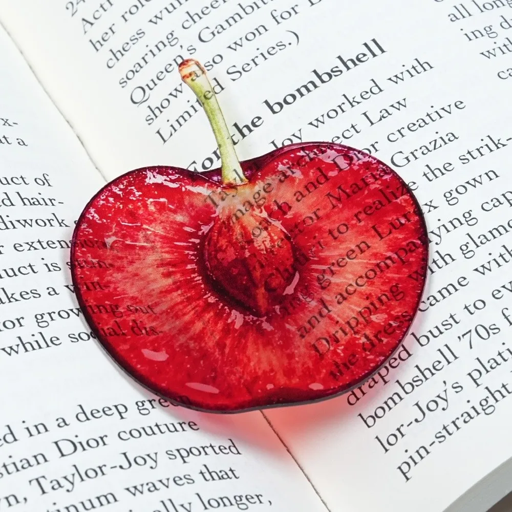 Creative Refractive Color Acrylic Bookmark Funny Cute Cartoon Translucent Bookmark Simulation Fruit Fruit Bookmark Note Marker