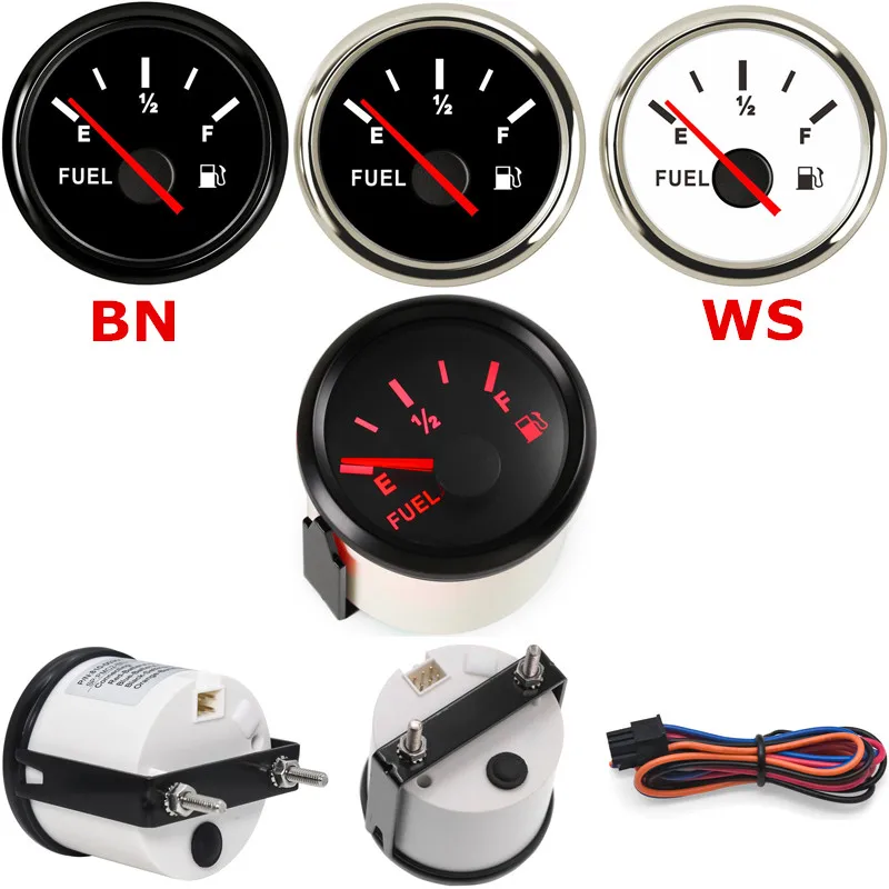 

Free Shipping Auto Fuel Gauges 0-190ohm 240-33ohm Marine White Fuel Level Meters 52mm with Red Backlight for Motorcycle Truck Rv