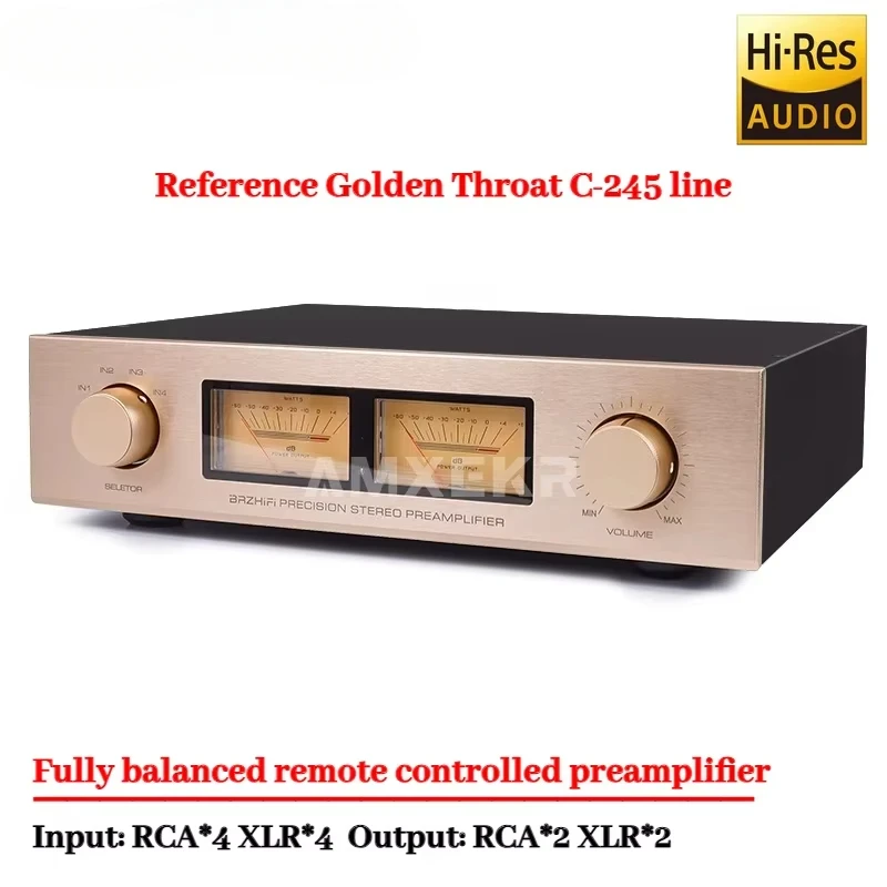

AMXEKR Replica Accuphase C-245 Circuit Full Balanced HiFi Fever Preamplifier with Remote Control VU Meter RCA XLR Input Output