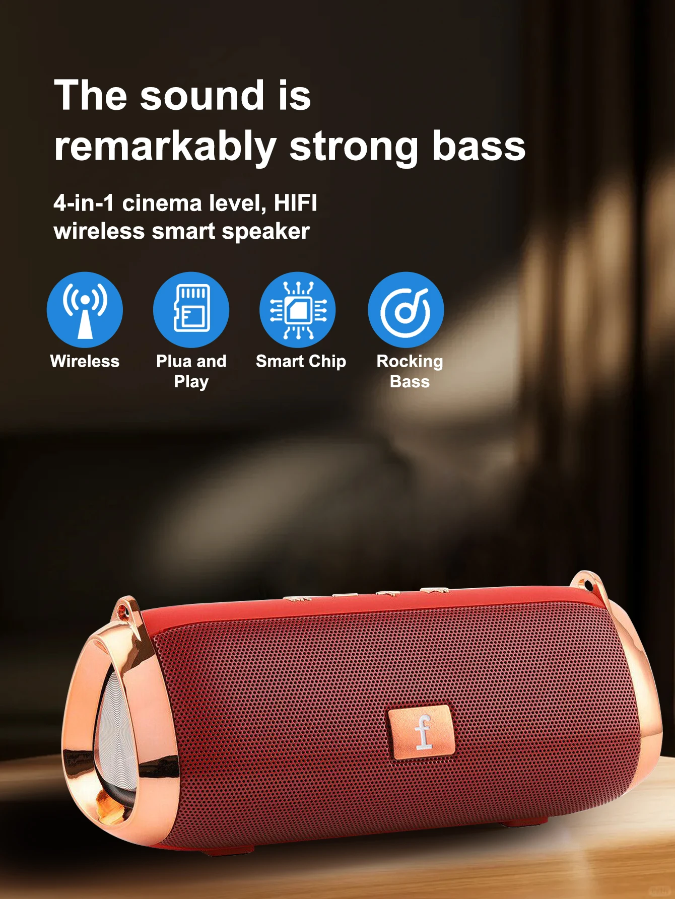 Caixa de Som Bluetooth Portátil Sem Fio com Subwoofer para Uso Externo, Com Comando de Voz, Tamanho Pequeno, Presente Perfeito para Feriados