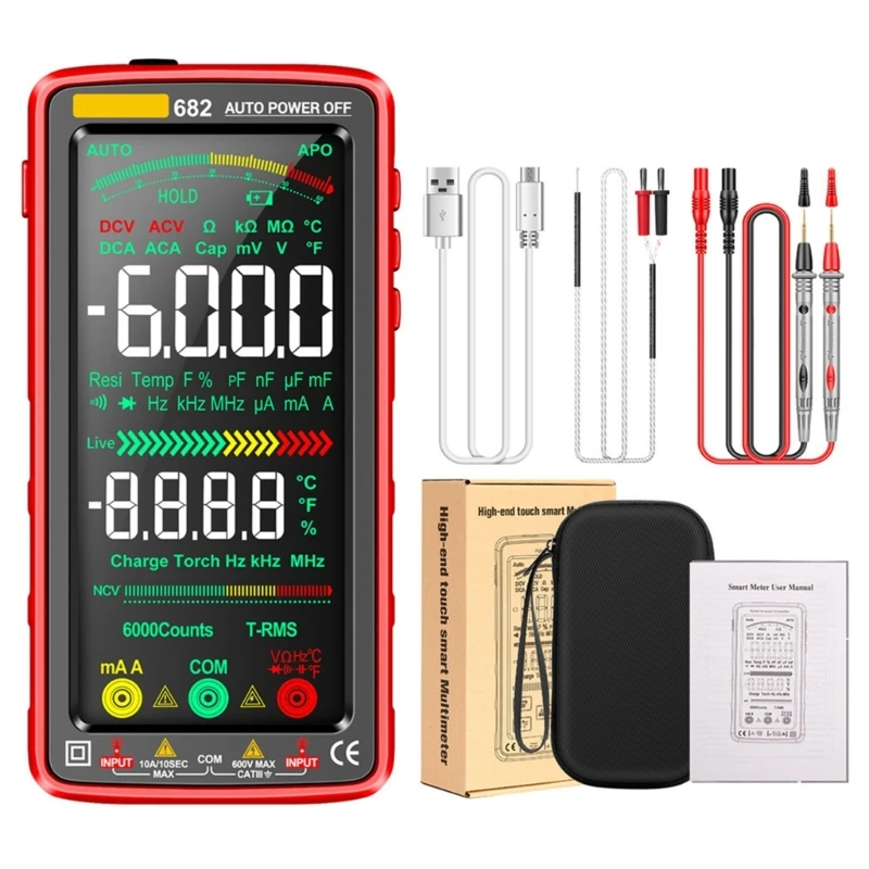 

Multifunction Digital Multimeter with Large Color LCD Rechargeable Electrical Tester ABS & Metal Electrical Tool for Home