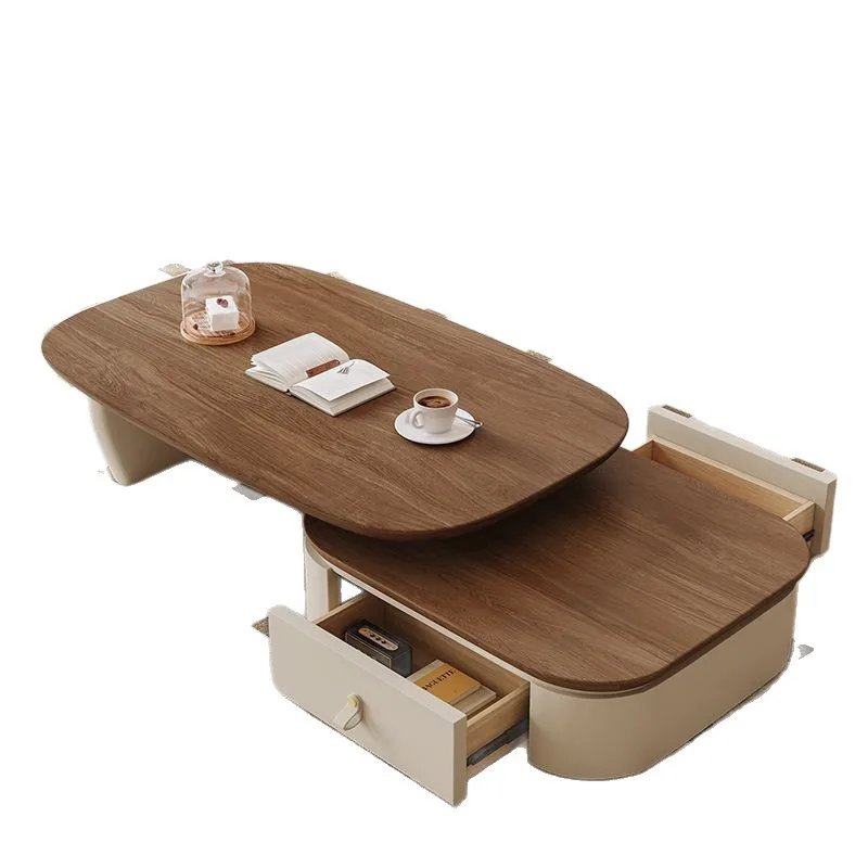 

Medieval TV cabinet coffee table combination light luxury high-end simple small apartment floor telescopic coffee