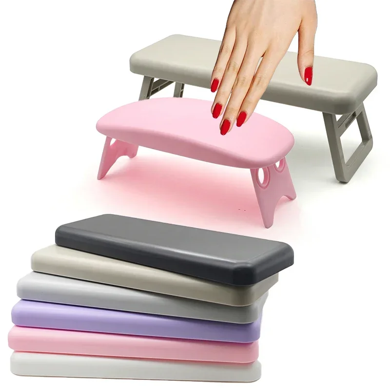 Folding Nail Hand Manicure Rest Arm Stand Pillow Cushion Holder Table Desk Armrest Sponge Support Mat Polish Tool Practice Salon