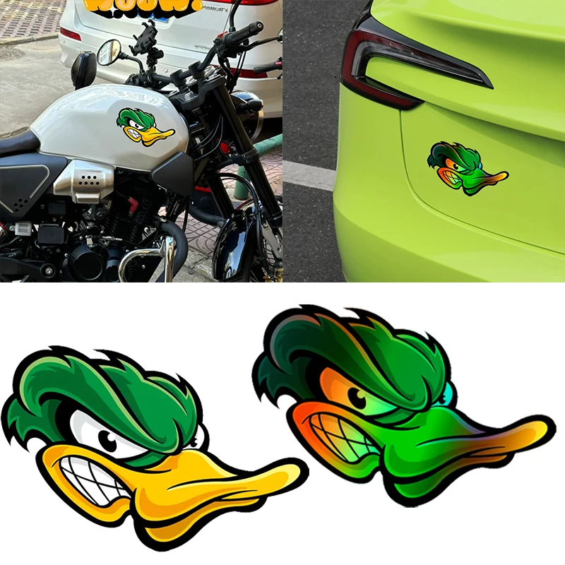 

1 шт., забавные мультяшные наклейки с головой сердитой утки для мотоцикла, водостойкие наклейки для топливного бака мотоцикла, передний обтекатель, виниловые наклейки для скутера, декор