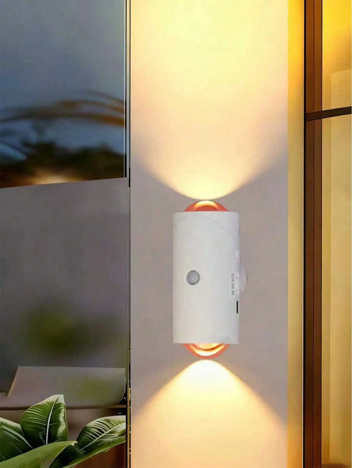 Bañador de pared LED de 3 modos: haz arriba/abajo, recargable por USB-C, inalámbrico para terraza/dormitorio/escritorio.