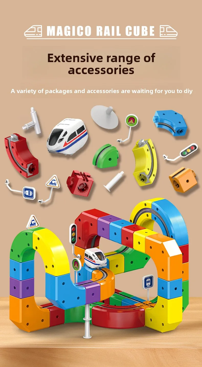 Children DIY Building Blocks Educational Toy Magnetic Rail Car Cube Toys Magical Track Train Construction Kids Christmas Gifts