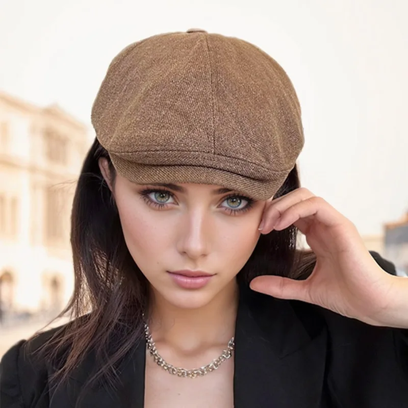 Cotton Linen Newsboy Cap, Retro British Beret, Ins Breathable Reversible Peaked Hat