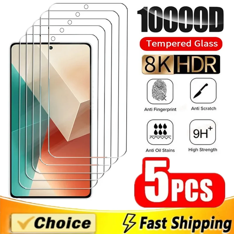 

5PCS 8K Tempered Glass for Xiaomi 13T 12T 10T 9T 11T Poco X3 F3 M4 M3 M5 Pro Screen Protector for Redmi Note 13 12 11 10 9 Pro