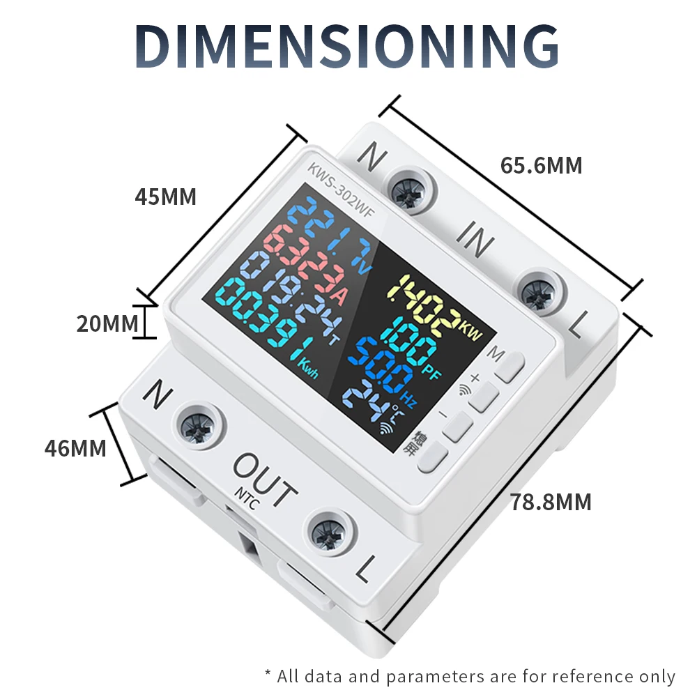 Tuya WiFi 8in1 Power Meter 2P AC Energie Meter APP Steuerung 170-270V/63A spannung und Strom Meter Strom Meter Smart Leben – Detail 18
