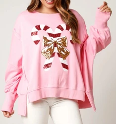 women's winter sweaters Christmas sweater sequin Y2k nutcracker pattern printed pullover O-neck long sleeved streetwear pullover