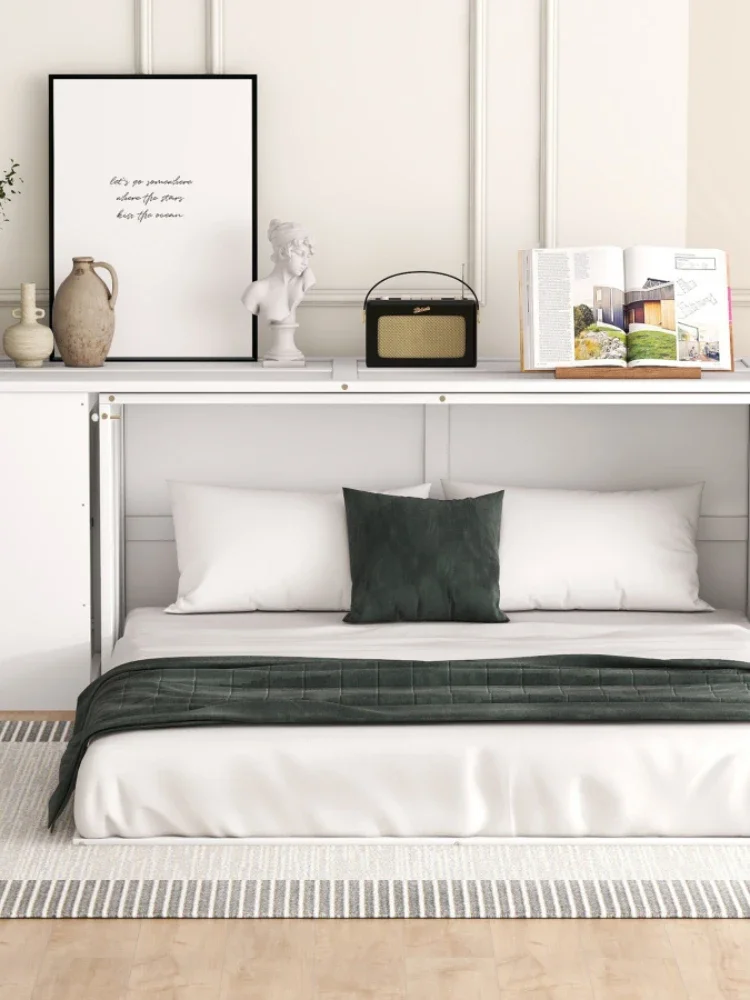 Space-saving Design Versatile with Rotable Desk,Murphy Bed As a storage cabinet,Perfect