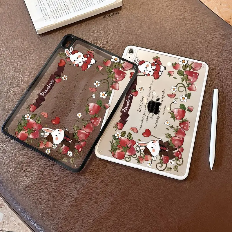 

Strawberry Bunny Rabbit Y2KGirl Cover For iPad Pro 13 11th M5 M4 12.9 A16 10 8 7 9th 10th For Ipad Air 11 M2 M3 Mini Tablet Case
