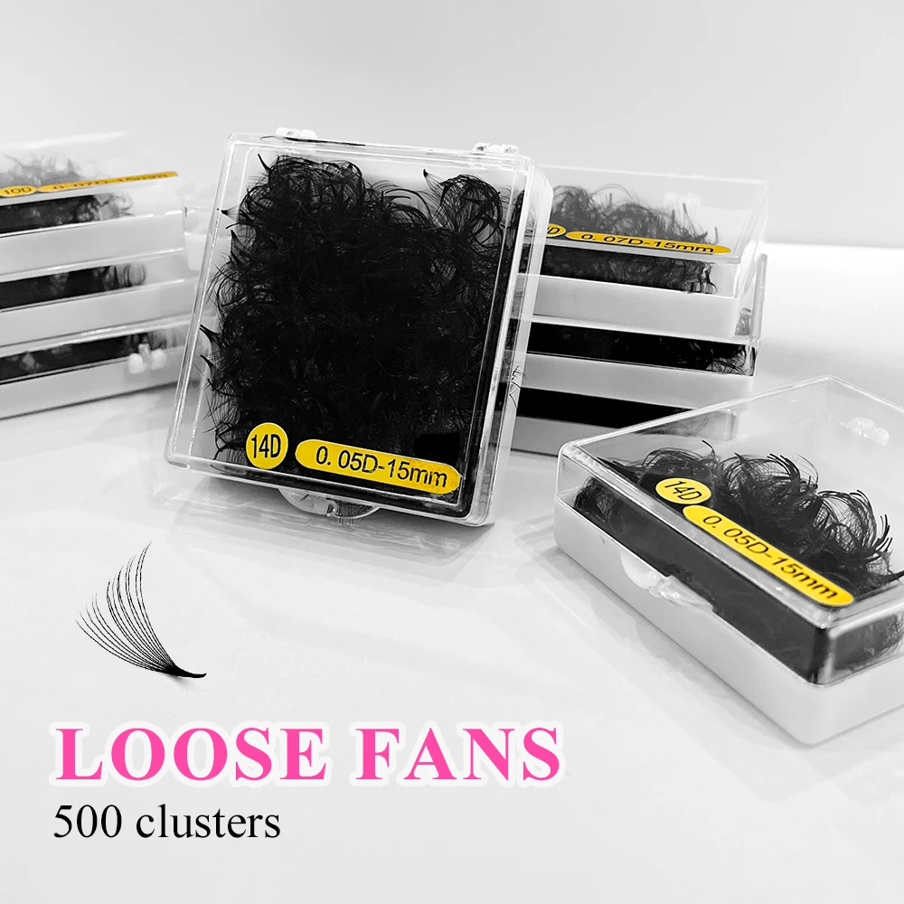 Abonnie Loose Pointy Premade Volume Fans Mega False Russian Lashes 500Fans Fluffy Individual Lashes Extension