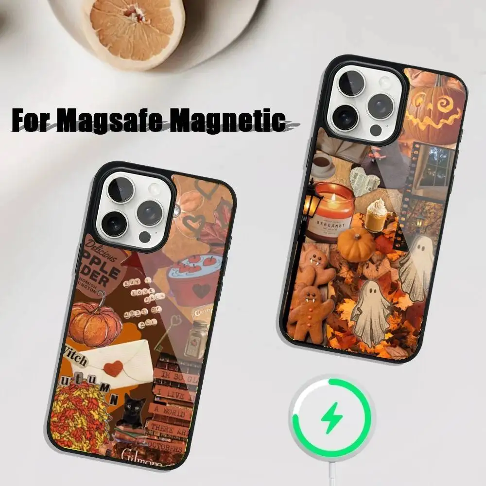 

Autumn leaves pumpkin Phone Case For iPhone 17,16,15,14,13,12,11,Pro,Max,Plus,Mini,SE4,E Magnetic Magsafe Wireless Charging