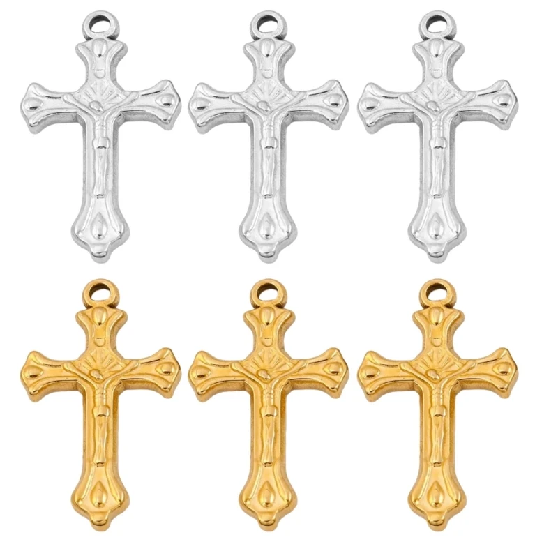 3 Pieces Stylish Stainless Steel Crosses Pendants for Jewelry Elegant Designs Dropship