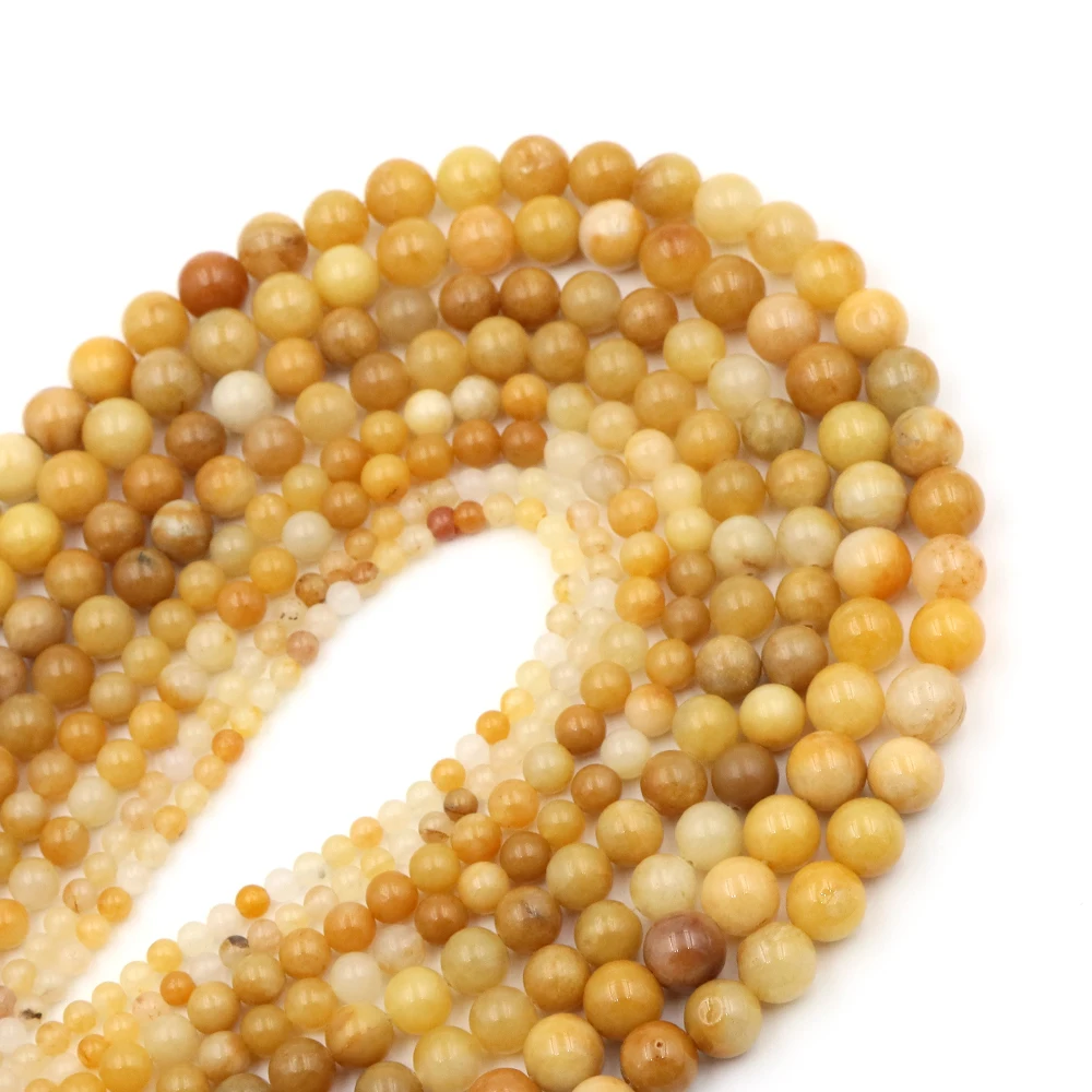 4/6/8/10mm Naturstein Gelbe Jade Perlen Healing Kristall Lose Spacer Perlen für Schmuck Machen DIY Armband Halskette Zubehör