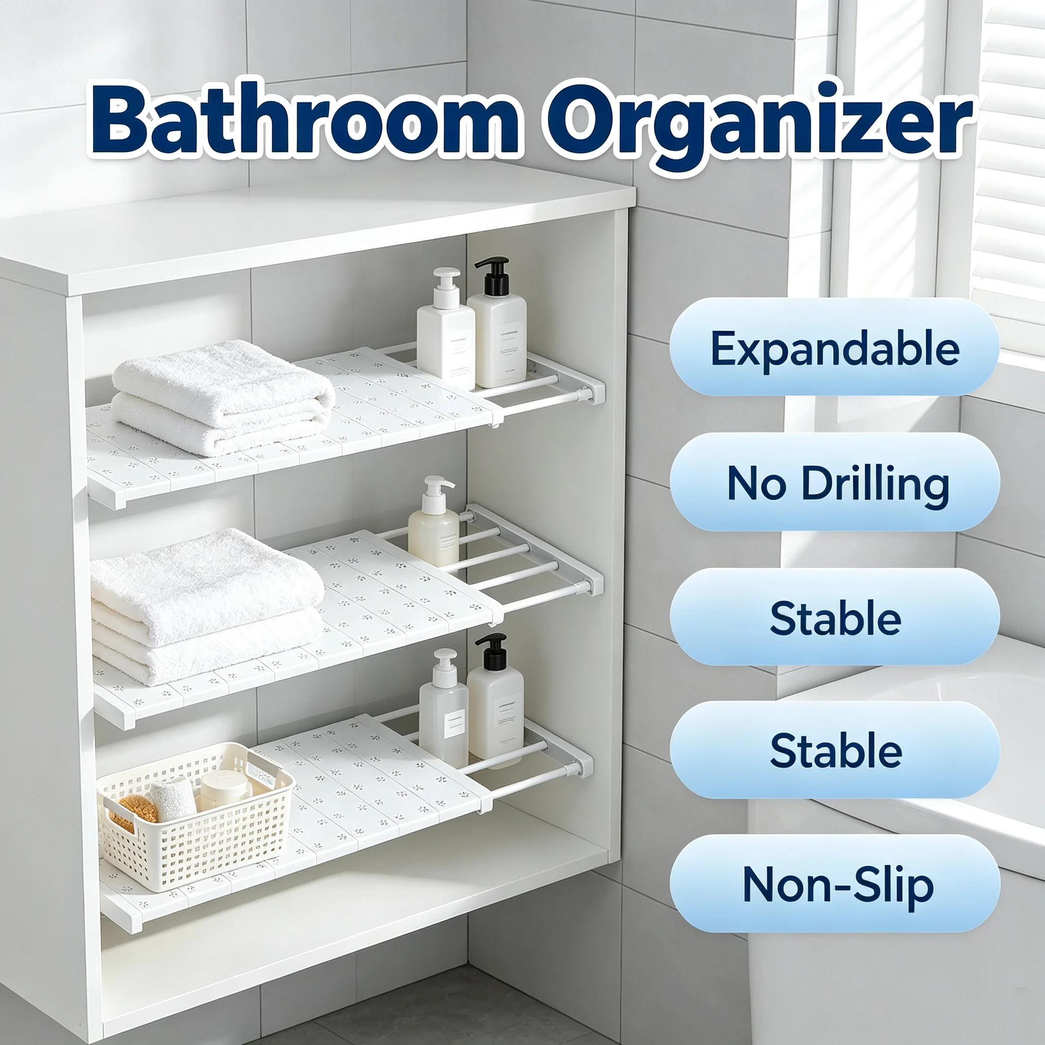No Drilling Portable Expandable Storage Racks Required Wardrobe Storage with Layered Partitions Cabinets with Layered Shelves