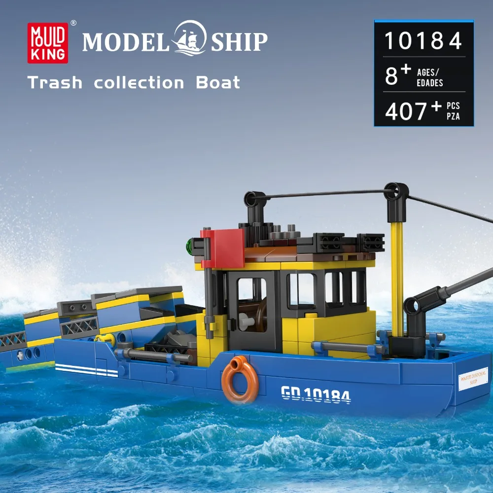 

MOC Waste Management Ship 10184 Eco-Friendly Garbage Boat Building Blocks STEM Ocean Cleanup Toy for Kids Collectors