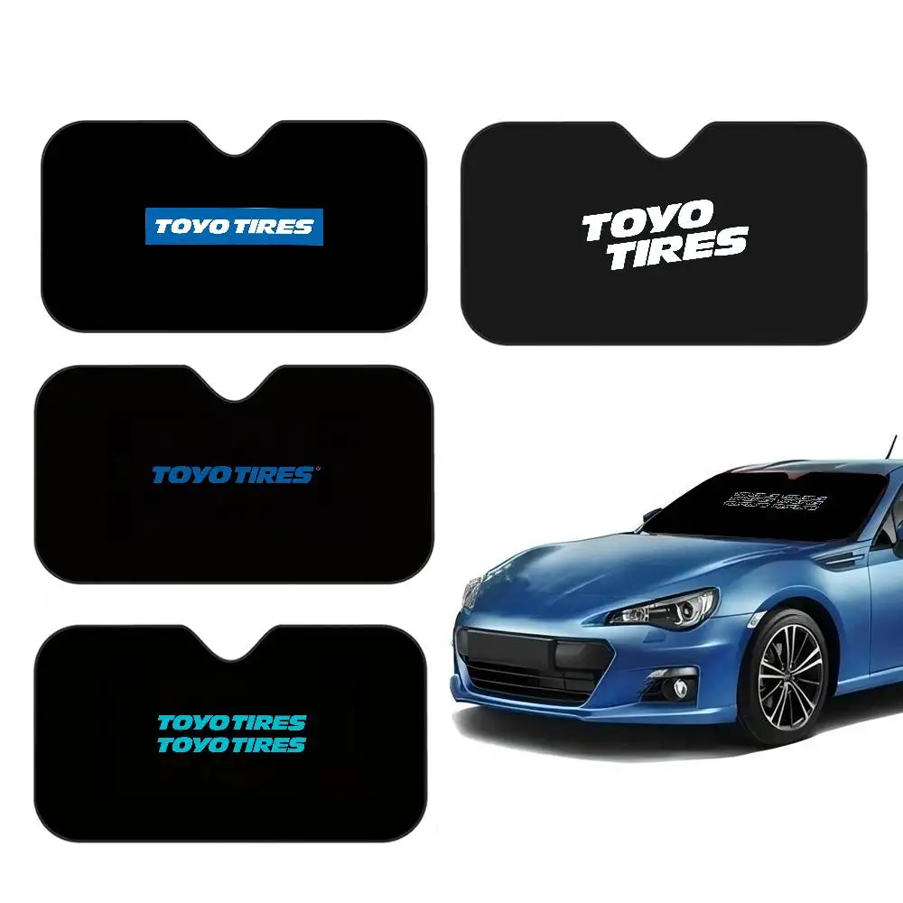 Toyo Tires LOGO Sunshade Windscreen Fold-up Car Front Windshield 70x130cm Car Window Windscreen Cover Heat Reflector