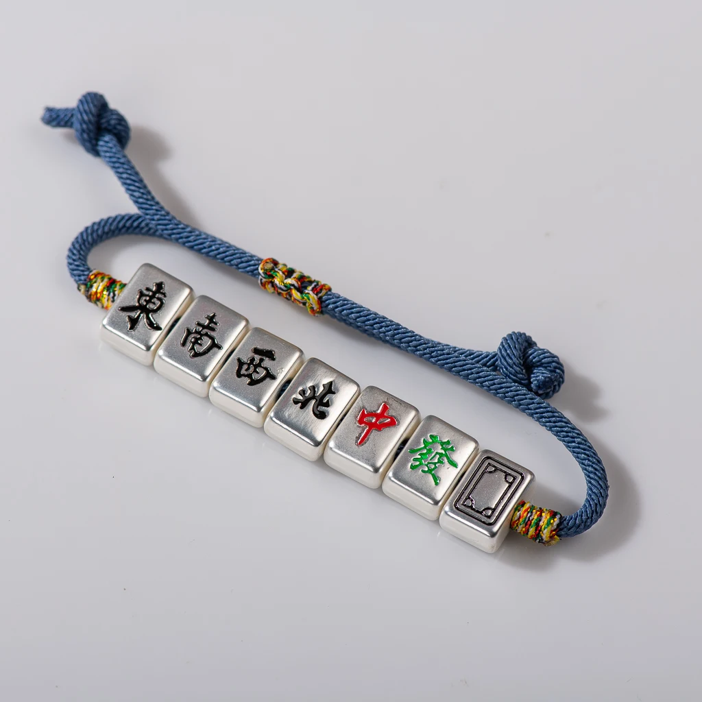 Mahjong Metal Drip Glaze Pendant Bracelet Hand Man's Charms Gift Bracelets Bangles Wholesale Xn004